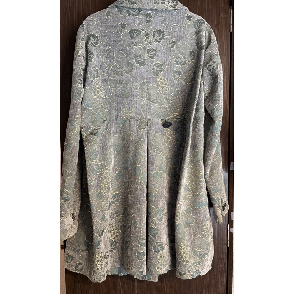 VNTG Y2K Green Gold Floral Tapestry Dress Coat Theater Princess BohoFairy Core S - Picture 2 of 12